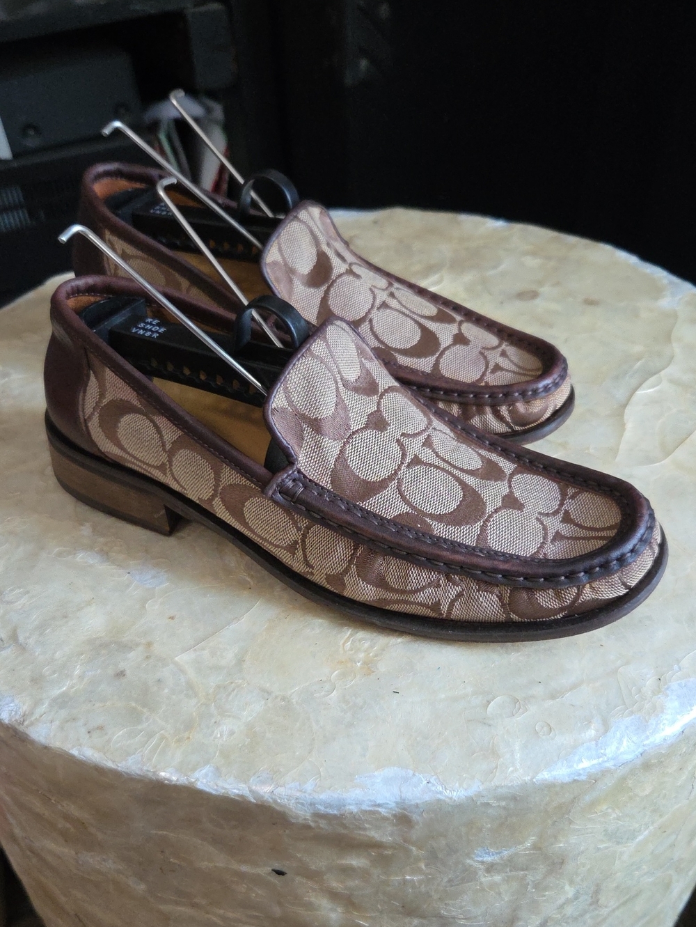 Coach Signature Canvas Loafers in Brown/Tan
